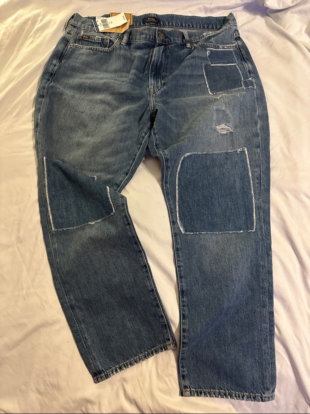 Polo by Ralph Lauren Men's Relaxed Patchwork Denim Jeans - Dark Blue